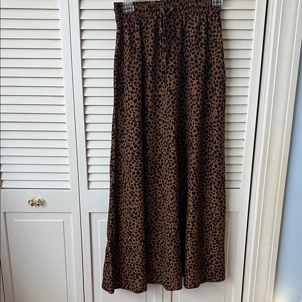 Leopard Print Brown Maxi Skirt